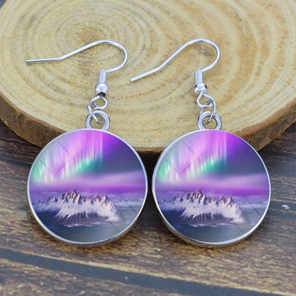 Valoisat Aurora Borealis Drop Korvakorut - Revontulet Korut - Ainutlaatuiset Lasiset Cabochon Dangle Korvakorut - Täydellinen Aurora Lovers -lahja