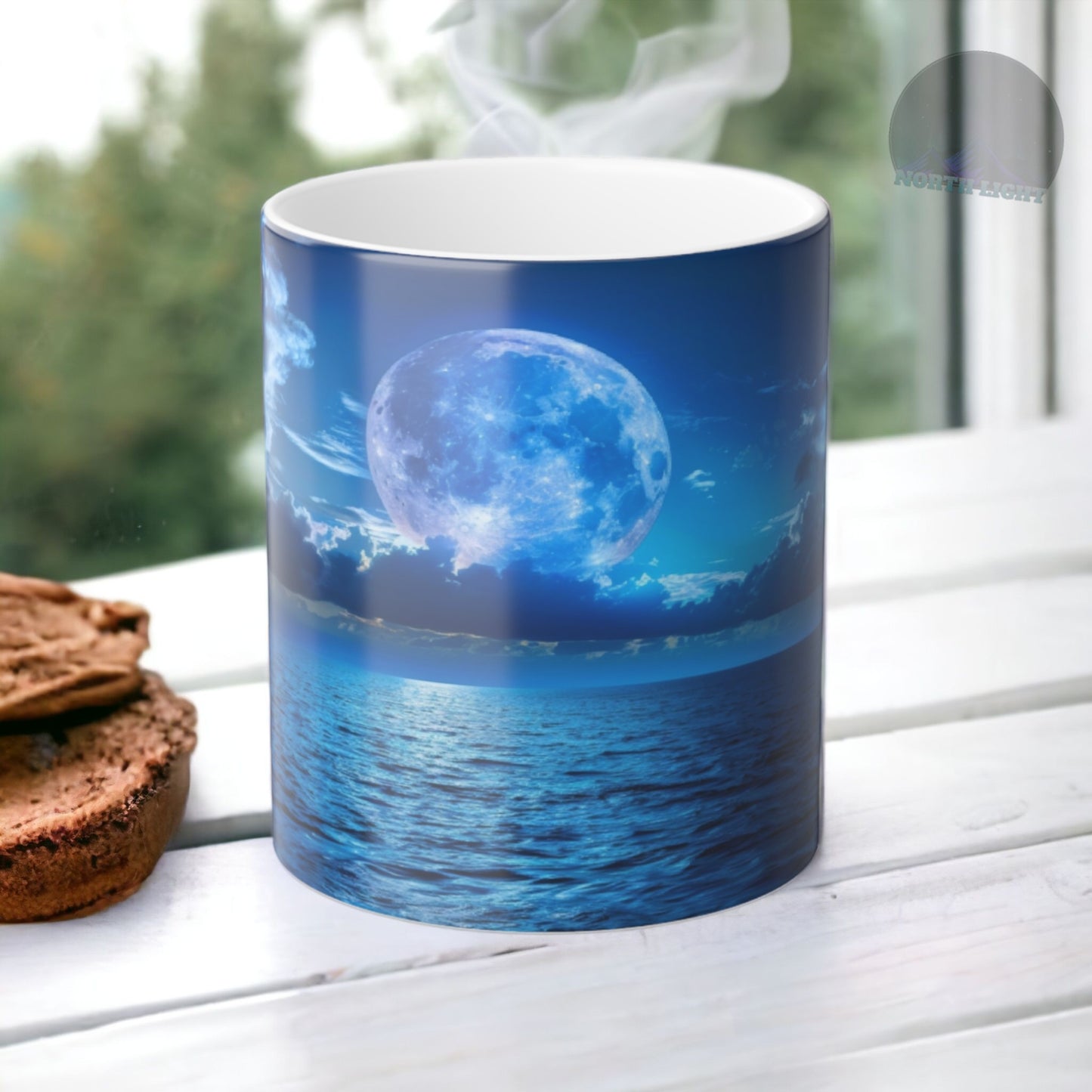 Unveil the Moon: Heat-Sensitive & Scenic Mugs - Pink Purple Blue  Moon Dreams Coffee Mugs