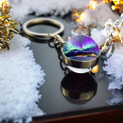 Unique Aurora Borealis Keyring - Northern Light Jewelry - Double Side Glass Ball Key Chain - Perfect Aurora Lovers Gift 29