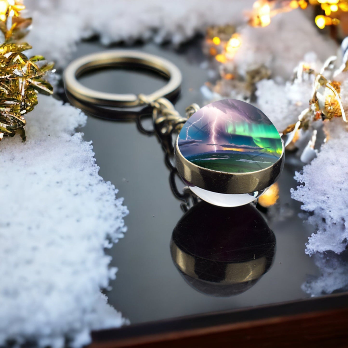 Unique Aurora Borealis Keyring - Northern Light Jewelry - Double Side Glass Ball Key Chain - Perfect Aurora Lovers Gift 25