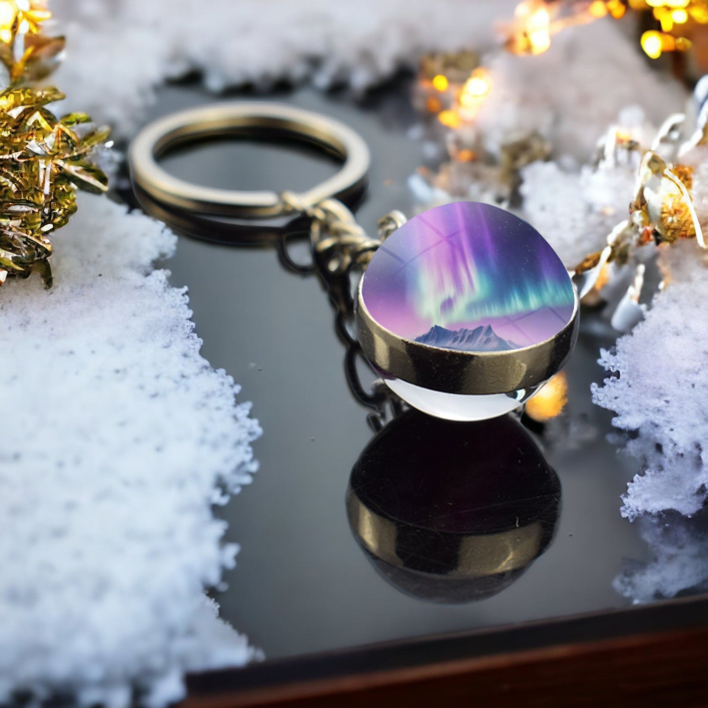 Unique Aurora Borealis Keyring - Northern Light Jewelry - Double Side Glass Ball Key Chain - Perfect Aurora Lovers Gift 27