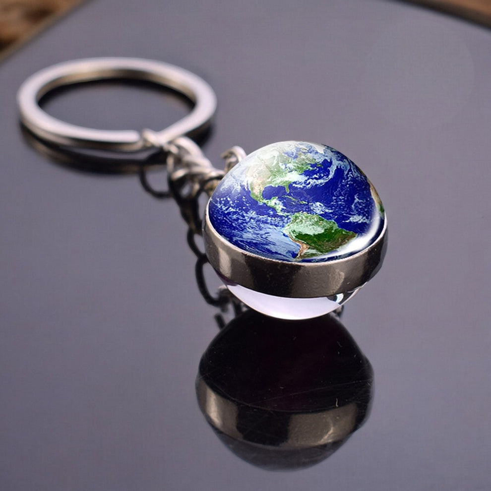 Solar System Keyring - Cosmos Jewelry - Double-Sided Glass Ball Gift ...