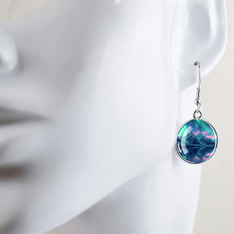 Boucles d’oreilles uniques Aurora Borealis Drop - Bijoux Northern Lights - Boucles d’oreilles Dangle Cabochon en verre - Perfect Aurora Lovers Gift 31 