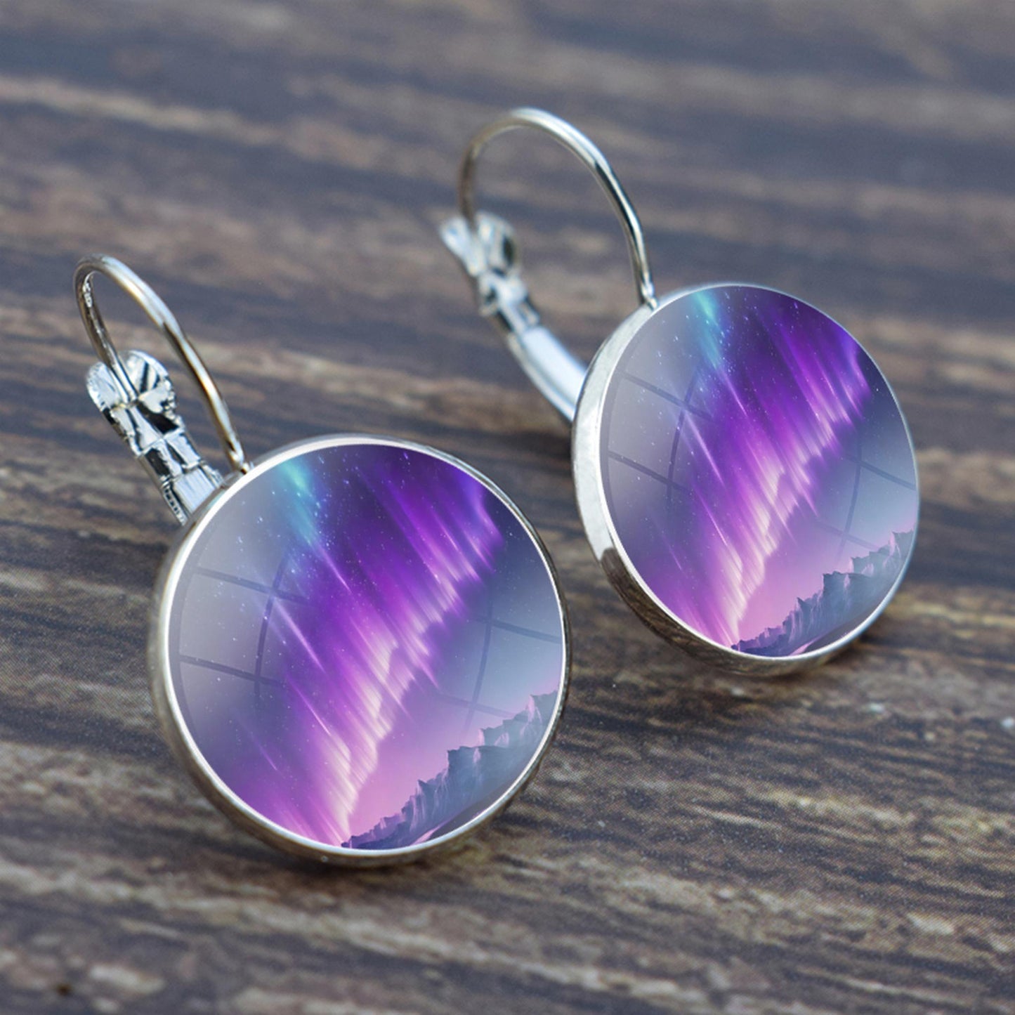 Boucles d’oreilles uniques Aurora Borealis Hook - Bijoux Northern Lights - Boucles d’oreilles Cabochon en verre - Cadeau parfait pour les amoureux des aurores boréales 29 