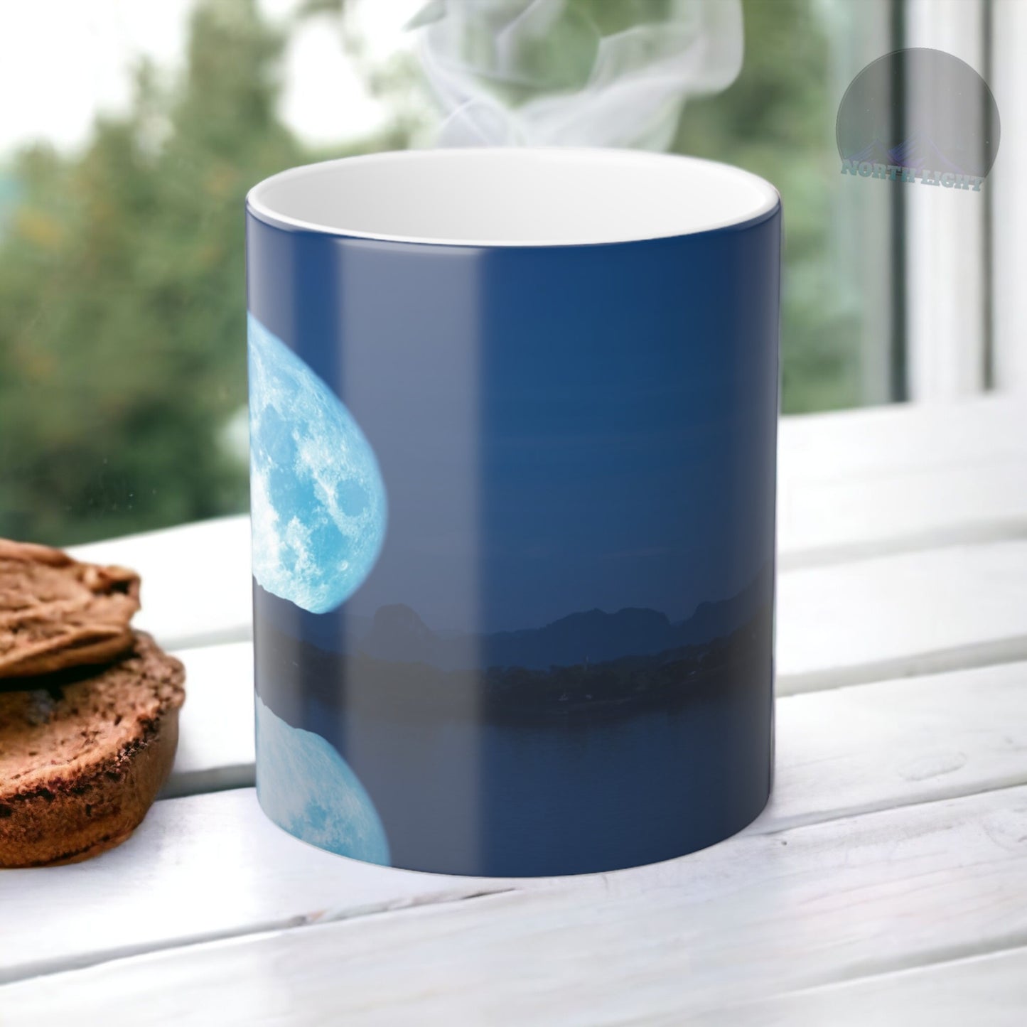 Unveil the Moon: Heat-Sensitive & Scenic Mugs - Pink Purple Blue  Moon Dreams Coffee Mugs