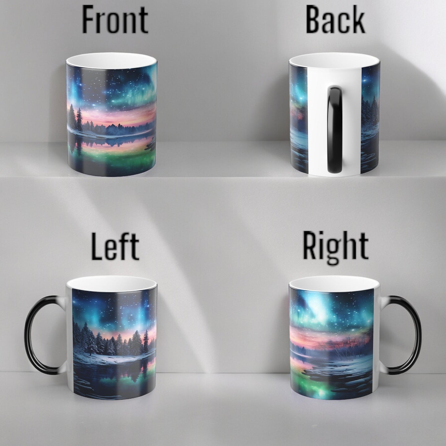 Fortryllende Aurora Borealis varmefølsomt krus - Northern Lights Magic Color Morphing-krus 11 oz - Heat Reactive Night Sky Coffee Cup - Perfekt gave til naturelskere