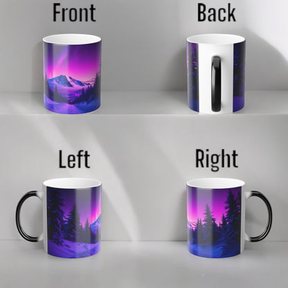 Lumoava Aurora Borealis Heat Sensitive Muki - Northern Lights Magic Color Morphing Muki 11 unssia - Heat Reactive Night Sky Coffee Cup - Täydellinen lahja luonnon ystäville