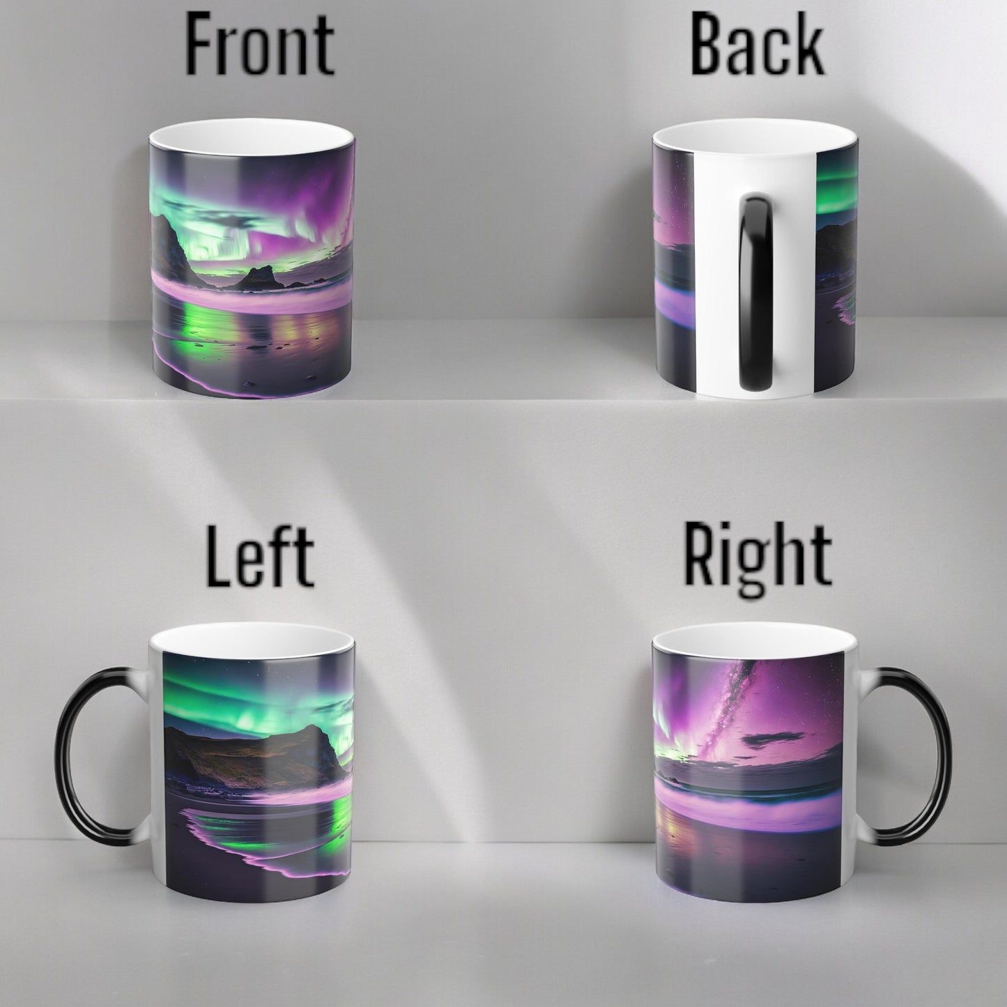 Fortryllende Aurora Borealis varmefølsomt krus - Northern Lights Magic Color Morphing-krus 11 oz - Heat Reactive Night Sky Coffee Cup - Perfekt gave til naturelskere