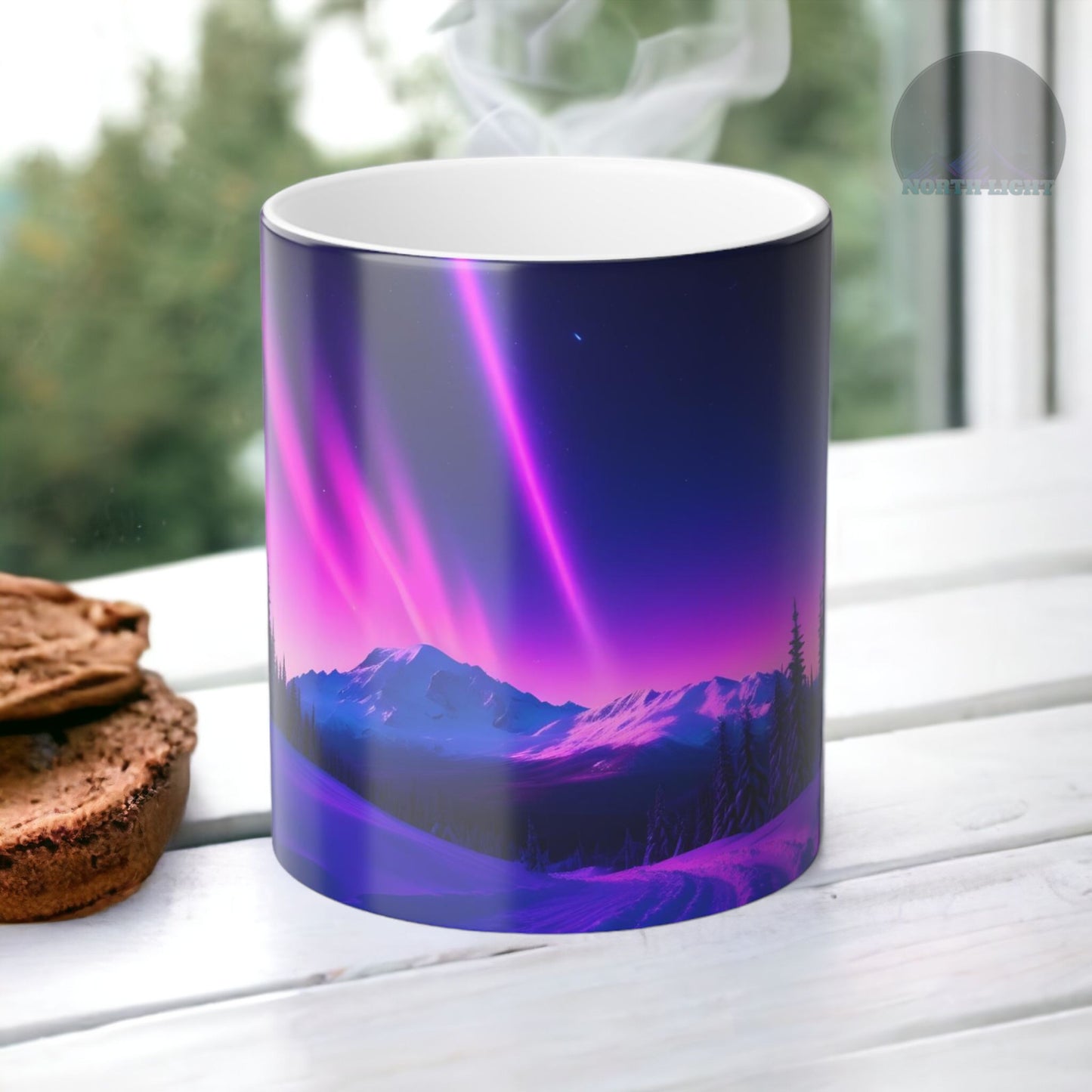 Fortryllende Aurora Borealis varmefølsomt krus - Northern Lights Magic Color Morphing-krus 11 oz - Heat Reactive Night Sky Coffee Cup - Perfekt gave til naturelskere