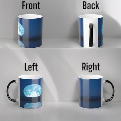 Unveil the Moon: Heat-Sensitive & Scenic Mugs - Pink Purple Blue  Moon Dreams Coffee Mugs