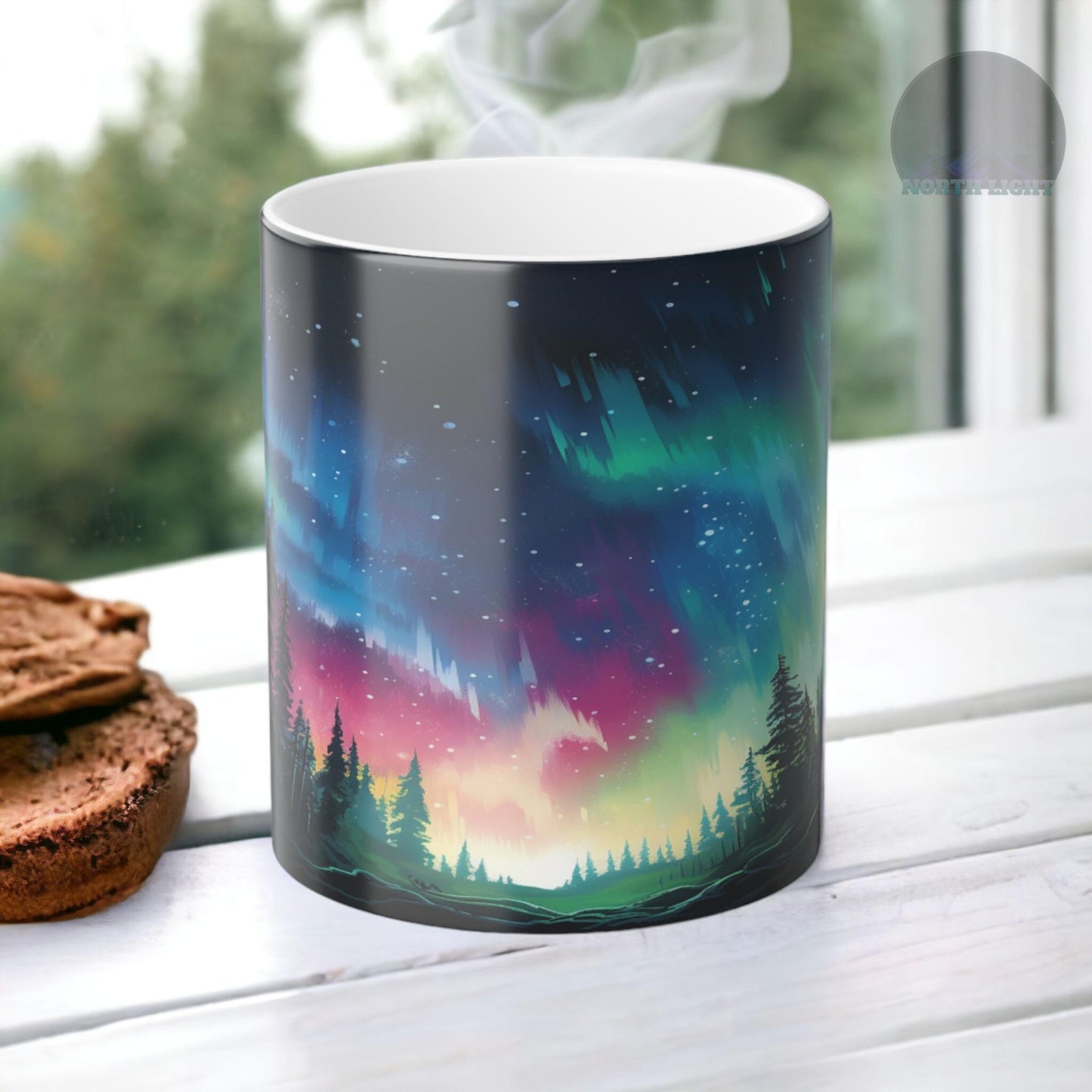 Enchanting Aurora Borealis Heat Sensitive Mug - Northern Lights Magic Color Morphing Mug 11oz - Heat Reactive Night Sky Coffee Cup - Perfect Gift for Nature Lovers 8