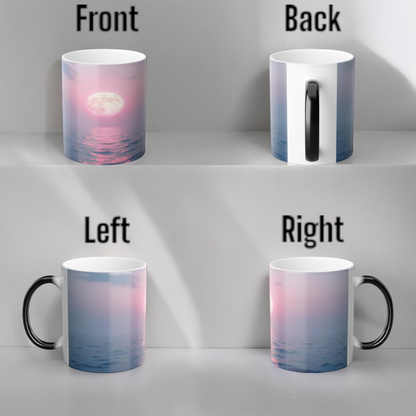 Color Morphing Moonlit Ocean Mug | Gift for Coffee Tea Moon Lovers, Unique Color Change Mug, Nighttime Scene