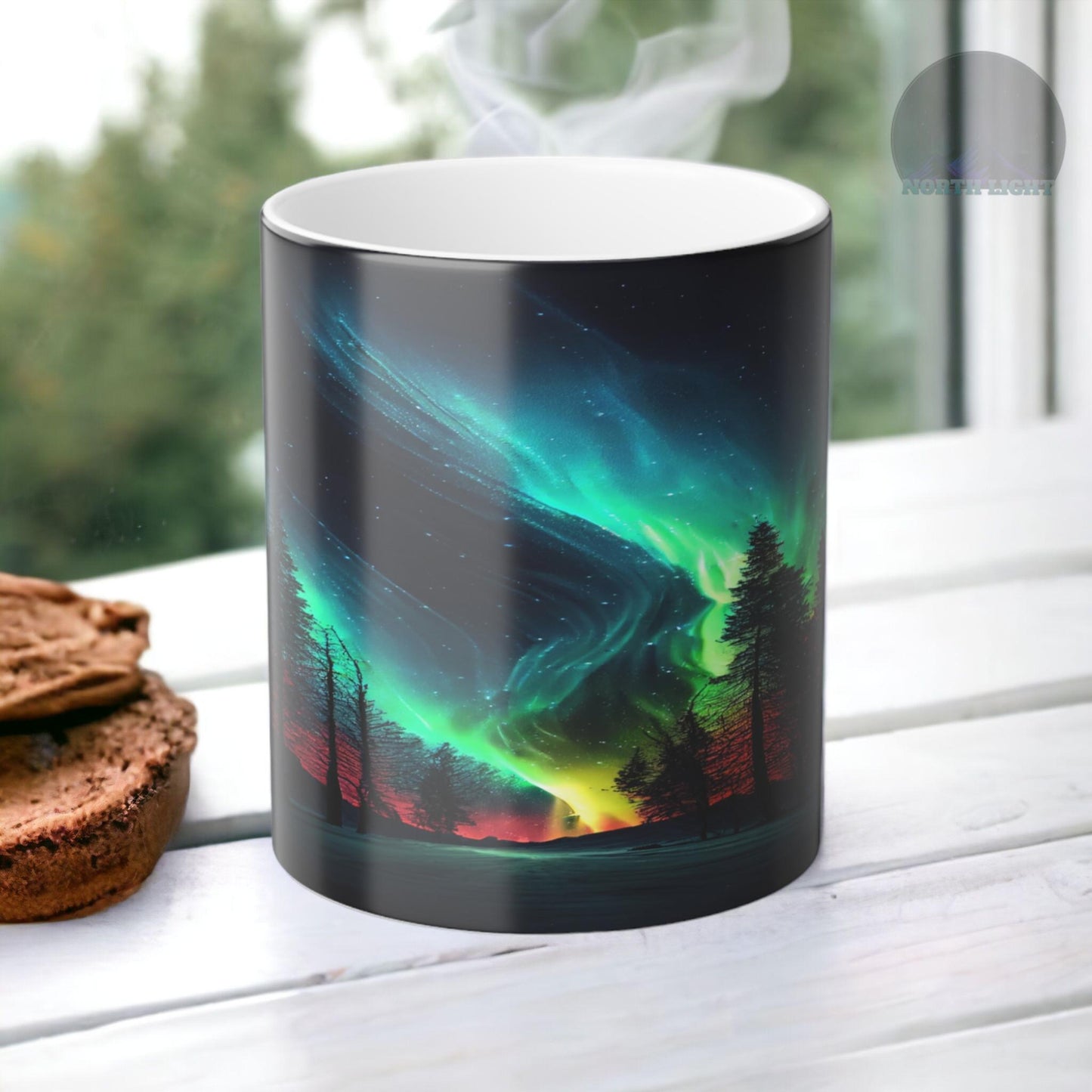 Förtrollande Aurora Borealis värmekänslig mugg - Northern Lights Magic Color Morphing Mugg 11oz - Värmereaktiv natthimmel kaffekopp - perfekt present till naturälskare