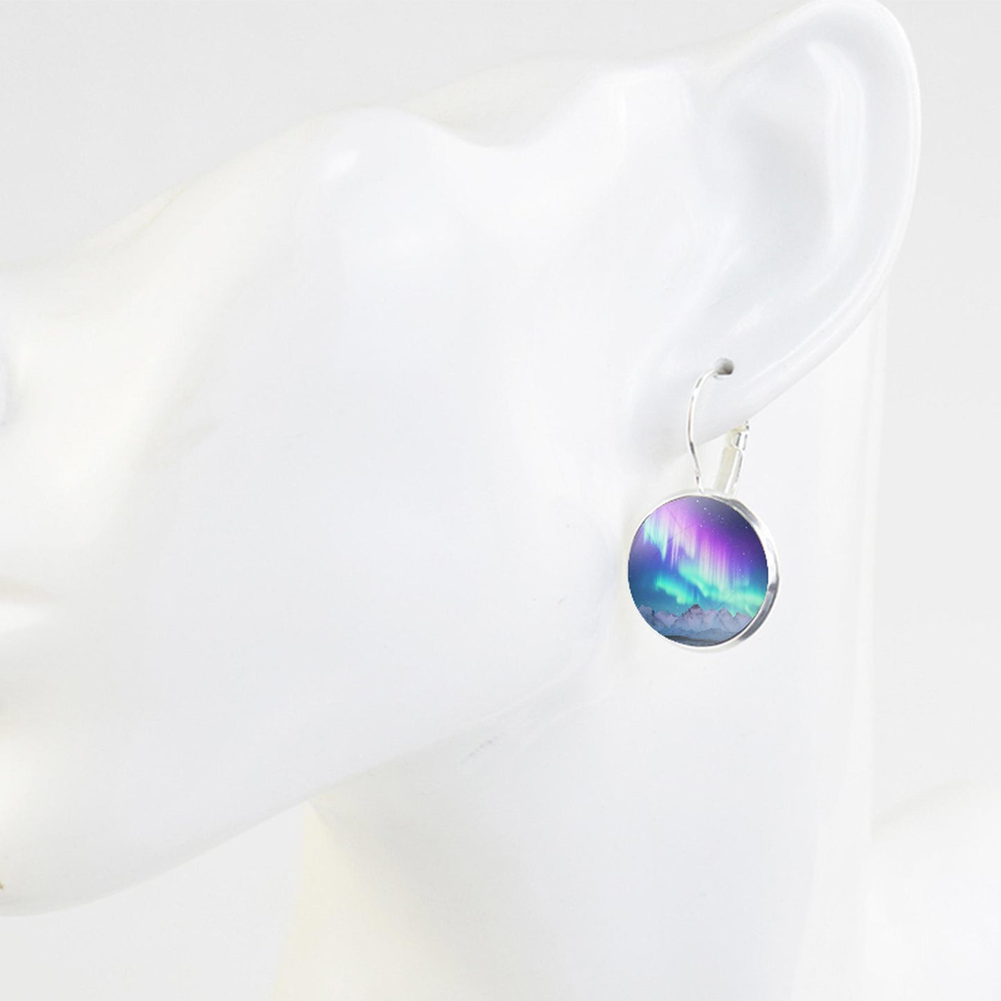 Boucles d’oreilles uniques Aurora Borealis Hook - Bijoux Northern Lights - Boucles d’oreilles Cabochon en verre - Cadeau parfait pour les amoureux des aurores boréales 29 