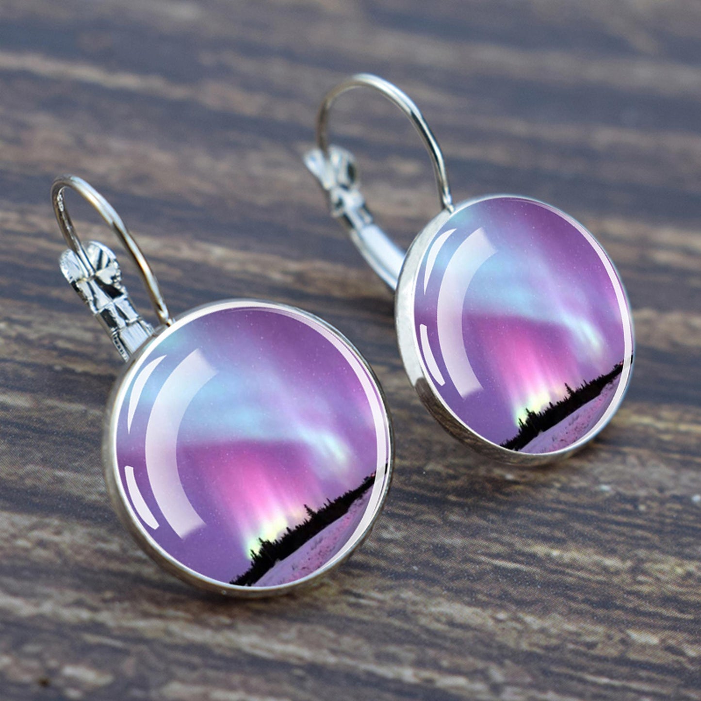 Boucles d’oreilles uniques Aurora Borealis Hook - Bijoux Northern Lights - Boucles d’oreilles Cabochon en verre - Cadeau parfait pour les amoureux des aurores boréales 26 