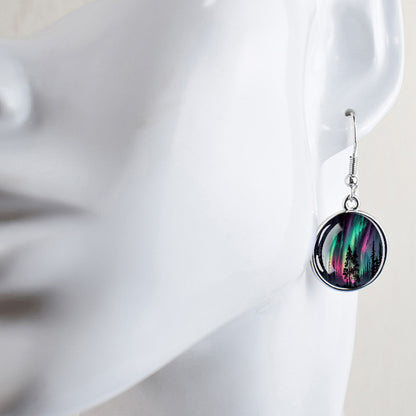 Boucles d’oreilles uniques Aurora Borealis Drop - Bijoux Northern Lights - Boucles d’oreilles Dangle Cabochon en verre - Perfect Aurora Lovers Gift 31 