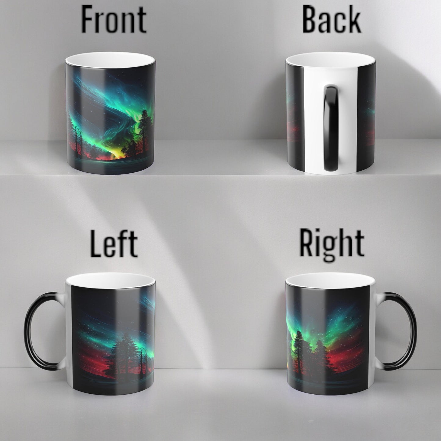 Fortryllende Aurora Borealis varmefølsomt krus - Northern Lights Magic Color Morphing-krus 11 oz - Heat Reactive Night Sky Coffee Cup - Perfekt gave til naturelskere