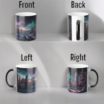 Enchanting Aurora Borealis Taza sensible al calor - Northern Lights Magic Color Morphing Mug 11oz - Taza de café reactiva al calor Night Sky - Regalo perfecto para los amantes de la naturaleza