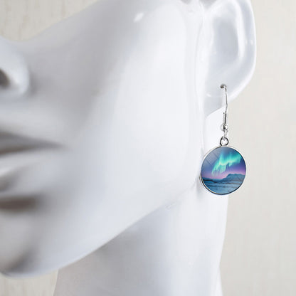 Luminous Aurora Borealis Drop-örhängen - Northern Lights-smycken - Unika Cabochon Dangle-örhängen i glas - Perfekt Aurora Lovers-present