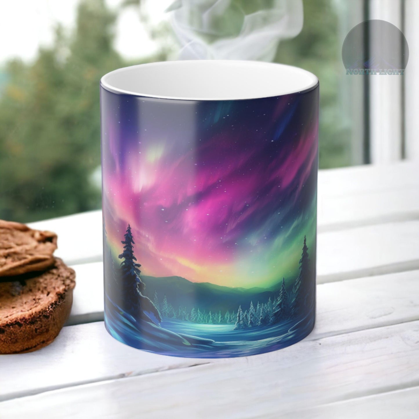 Enchanting Aurora Borealis Heat Sensitive Mug - Northern Lights Magic Color Morphing Mug 11oz - Heat Reactive Night Sky Coffee Cup - Perfect Gift for Nature Lovers 8