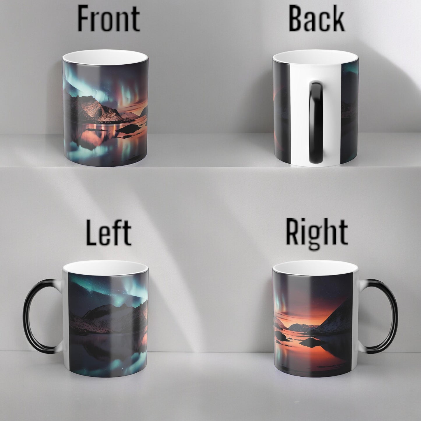 Bezaubernde wärmeempfindliche Tasse „Aurora Borealis“ – Tasse mit magischer Farbveränderung der Nordlichter, 325 ml – hitzereaktive Nachthimmel-Kaffeetasse – perfektes Geschenk für Naturliebhaber