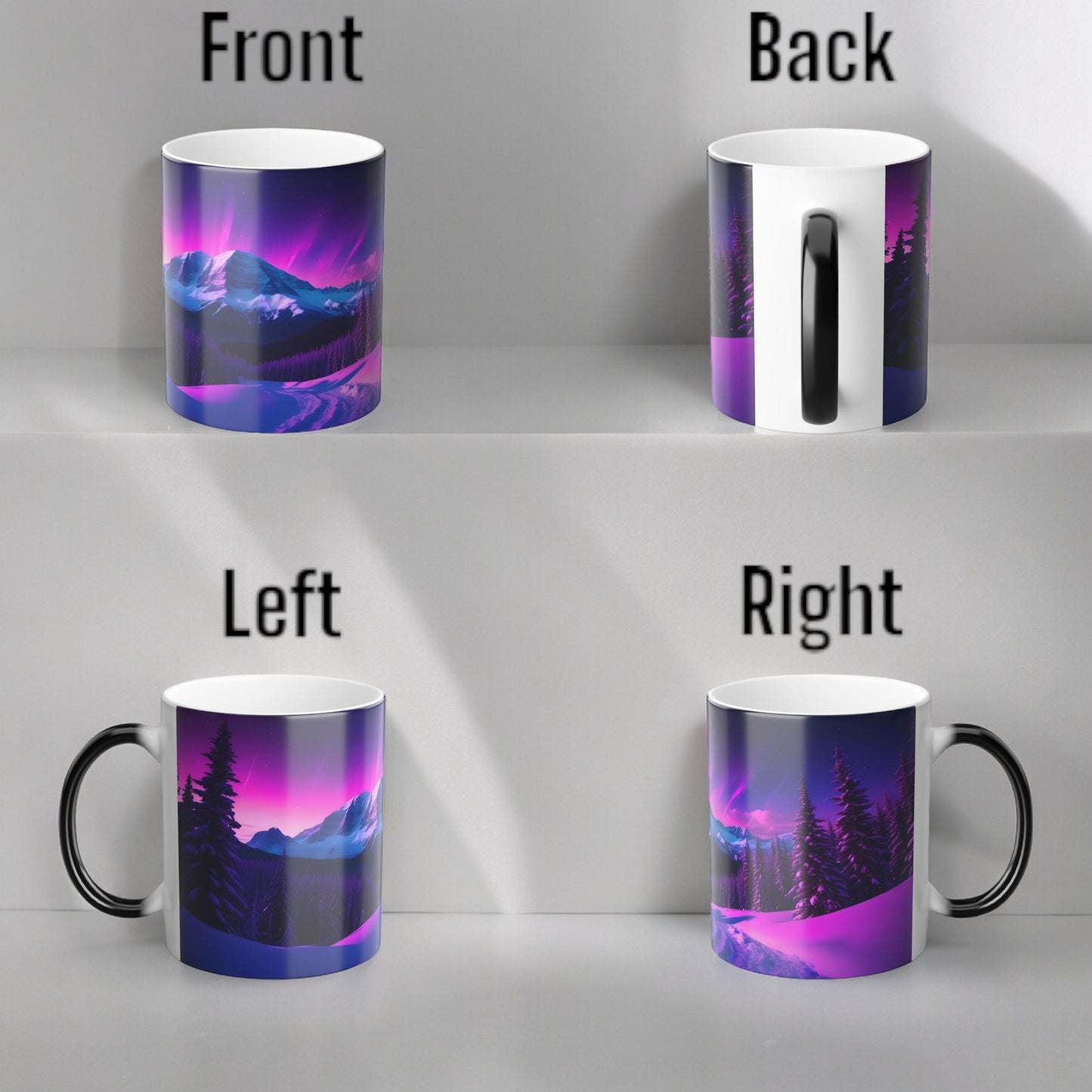 Bezaubernde wärmeempfindliche Tasse „Aurora Borealis“ – Tasse mit magischer Farbveränderung der Nordlichter, 325 ml – hitzereaktive Nachthimmel-Kaffeetasse – perfektes Geschenk für Naturliebhaber