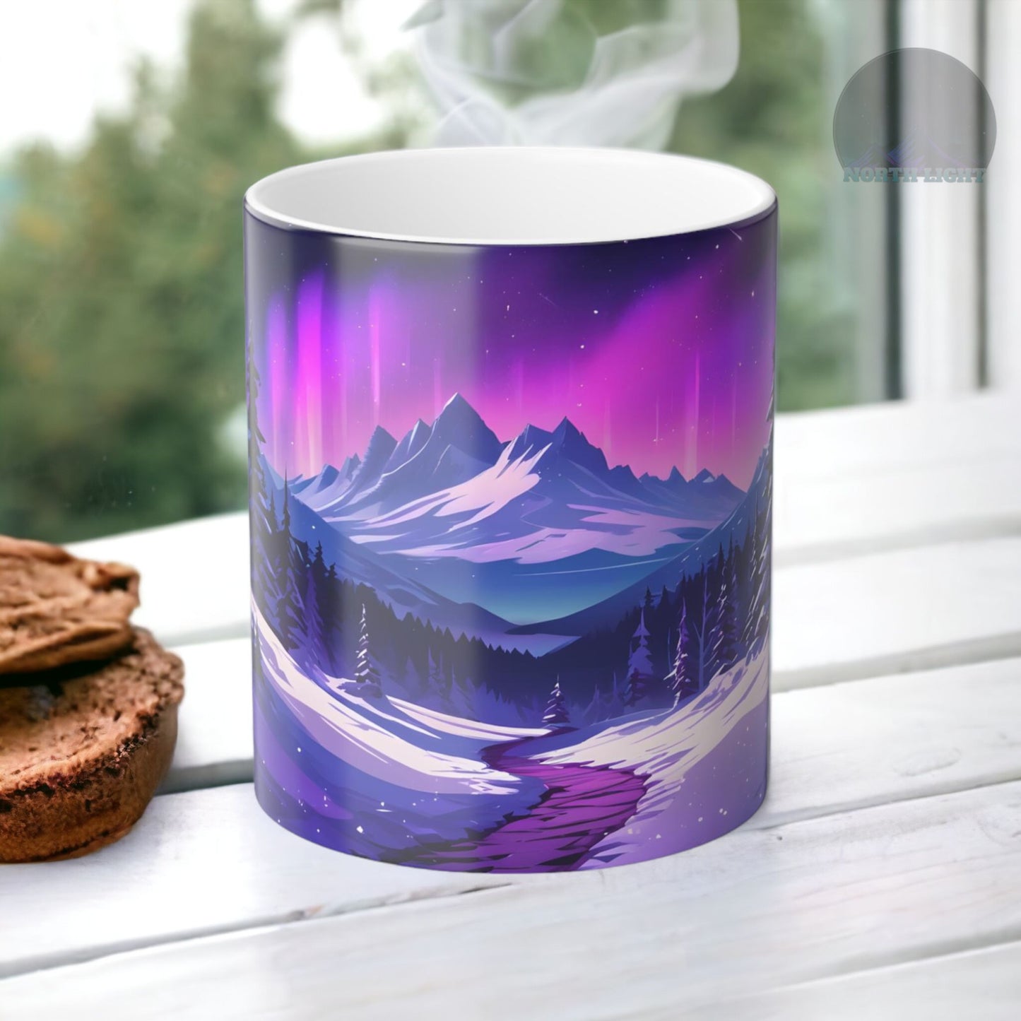 Fortryllende Aurora Borealis varmefølsomt krus - Northern Lights Magic Color Morphing-krus 11 oz - Heat Reactive Night Sky Coffee Cup - Perfekt gave til naturelskere