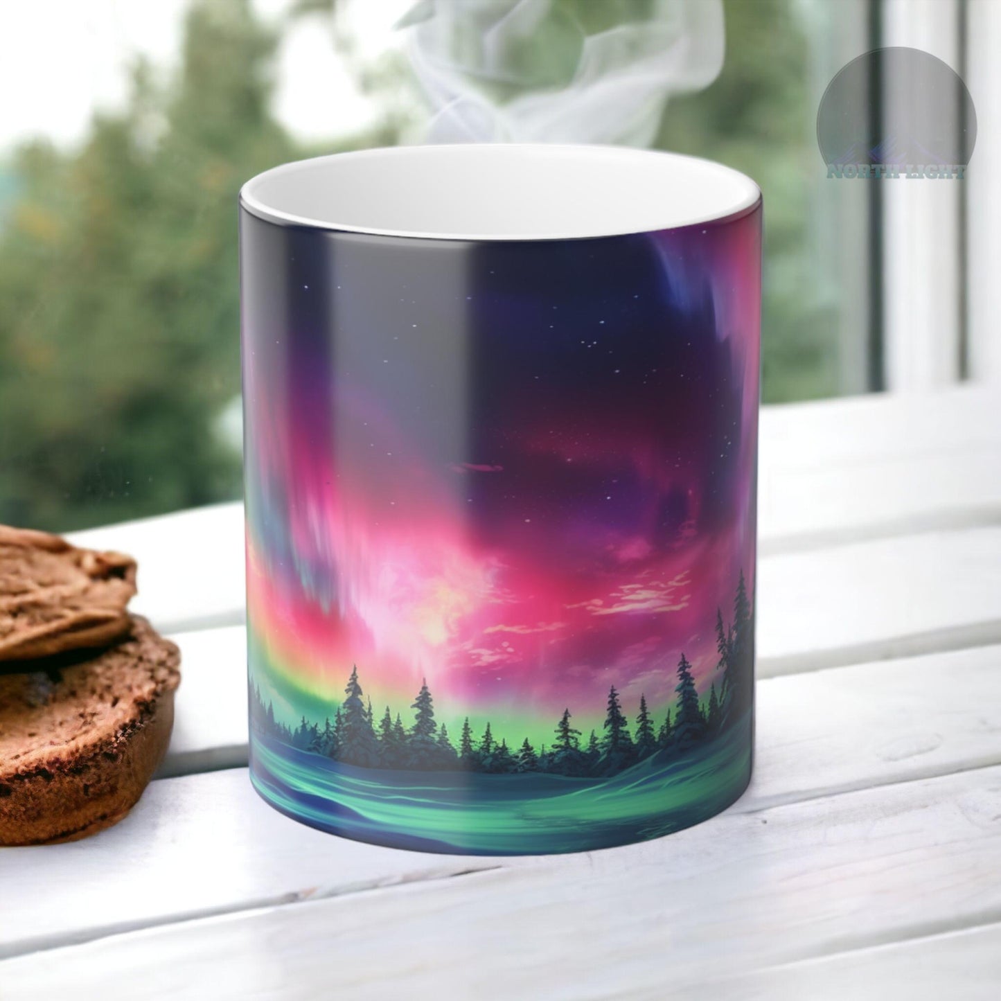 Enchanting Aurora Borealis Heat Sensitive Mug - Northern Lights Magic Color Morphing Mug 11oz - Heat Reactive Night Sky Coffee Cup - Perfect Gift for Nature Lovers 8