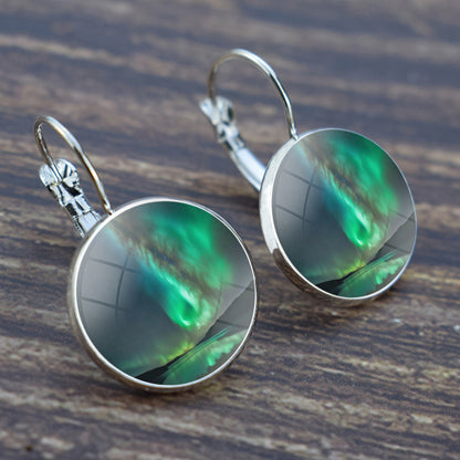 Unique Aurora Borealis Hook Earrings - Northern Lights Jewelry - Glass Cabochon Drop Earrings - Perfect Aurora Lovers Gift 32
