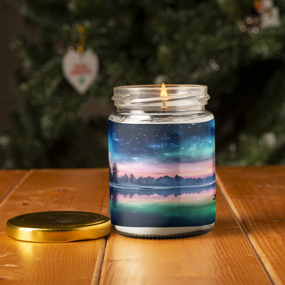 Aurora Borealis Scented Candle | 8oz Candle Jar | Lotus & Green Tea & Lavender Scents | Northern Light Souvenir | Night Sky Charm | Amazing Soft Scents | Perfect Aurora Lovers Gift