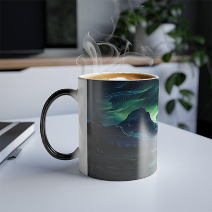 Enchanting Aurora Borealis Heat Sensitive Mug - Northern Lights Magic Color Morphing Mug 11oz - Heat Reactive Night Sky Coffee Cup - Perfect Gift for Nature Lovers 8