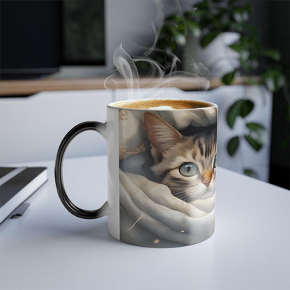 Enchanting Cat Kitten Heat Sensitive Mug - Lovely Pet Magic Morphing Mug 11oz - Coffee Tea Cup - Perfect Gift for Pet Lovers 12