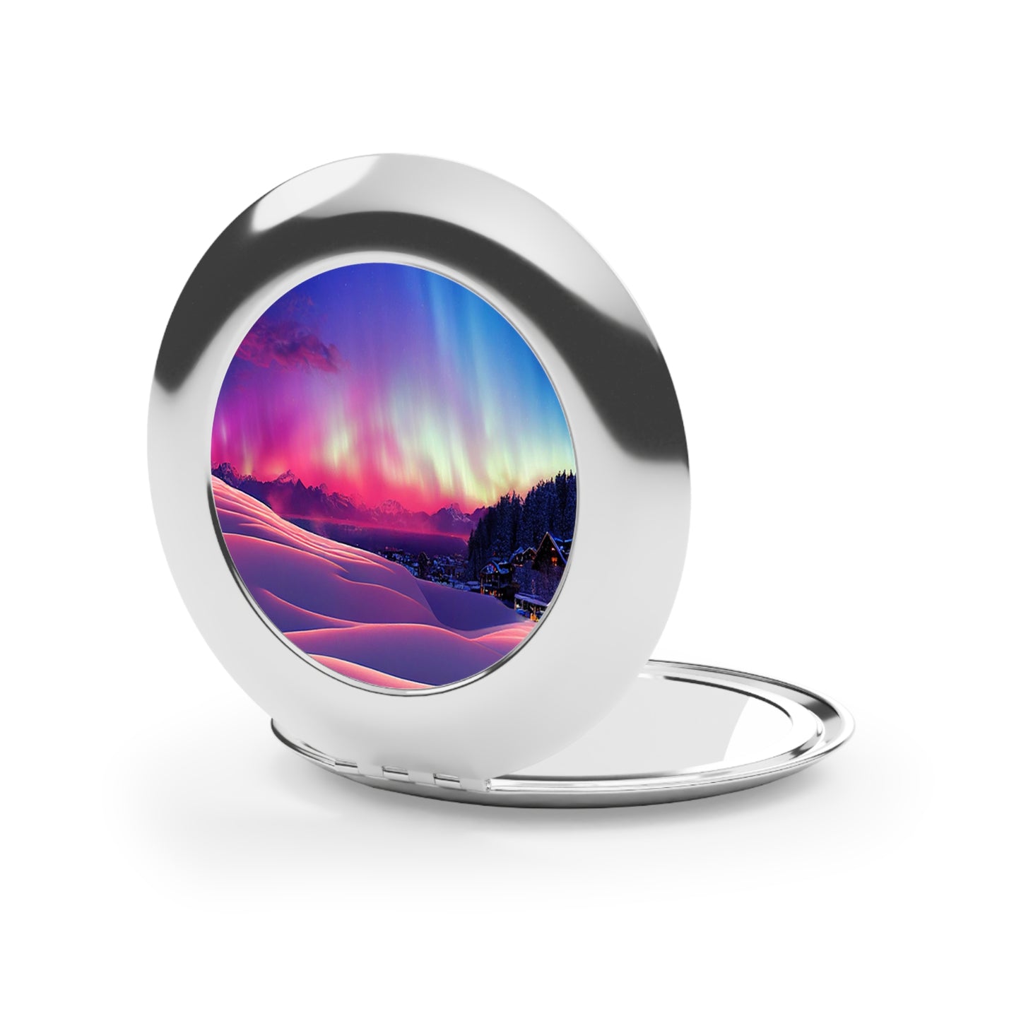 Unique Aurora Borealis Compact Travel Mirror - Northern Light Travel Accessories - Glossy Makeup Gadget - Perfect Aurora Lovers Gift 2