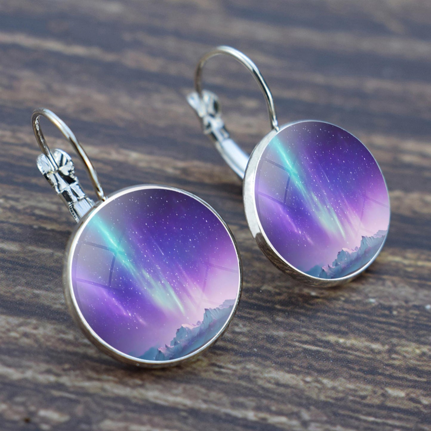 Boucles d’oreilles uniques Aurora Borealis Hook - Bijoux Northern Lights - Boucles d’oreilles Cabochon en verre - Cadeau parfait pour les amoureux des aurores boréales 29 