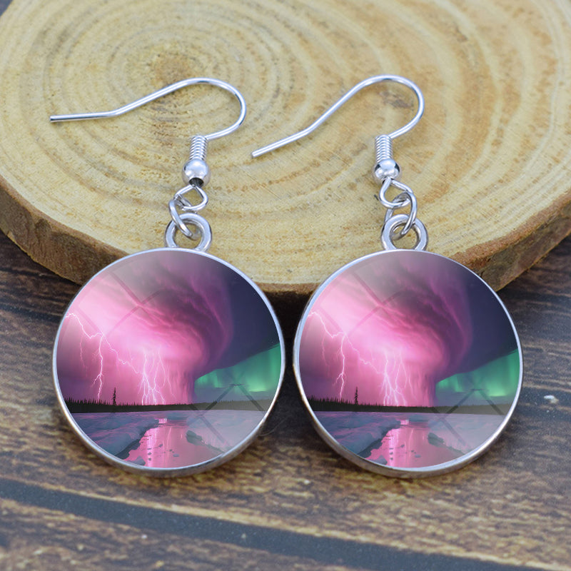 Boucles d’oreilles uniques Aurora Borealis Drop - Bijoux Northern Lights - Boucles d’oreilles Dangle Cabochon en verre - Perfect Aurora Lovers Gift 26 