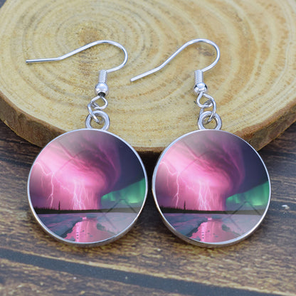 Unique Aurora Borealis Drop Earrings - Northern Lights Jewelry - Glass Cabochon Dangle Earrings - Perfect Aurora Lovers Gift 26