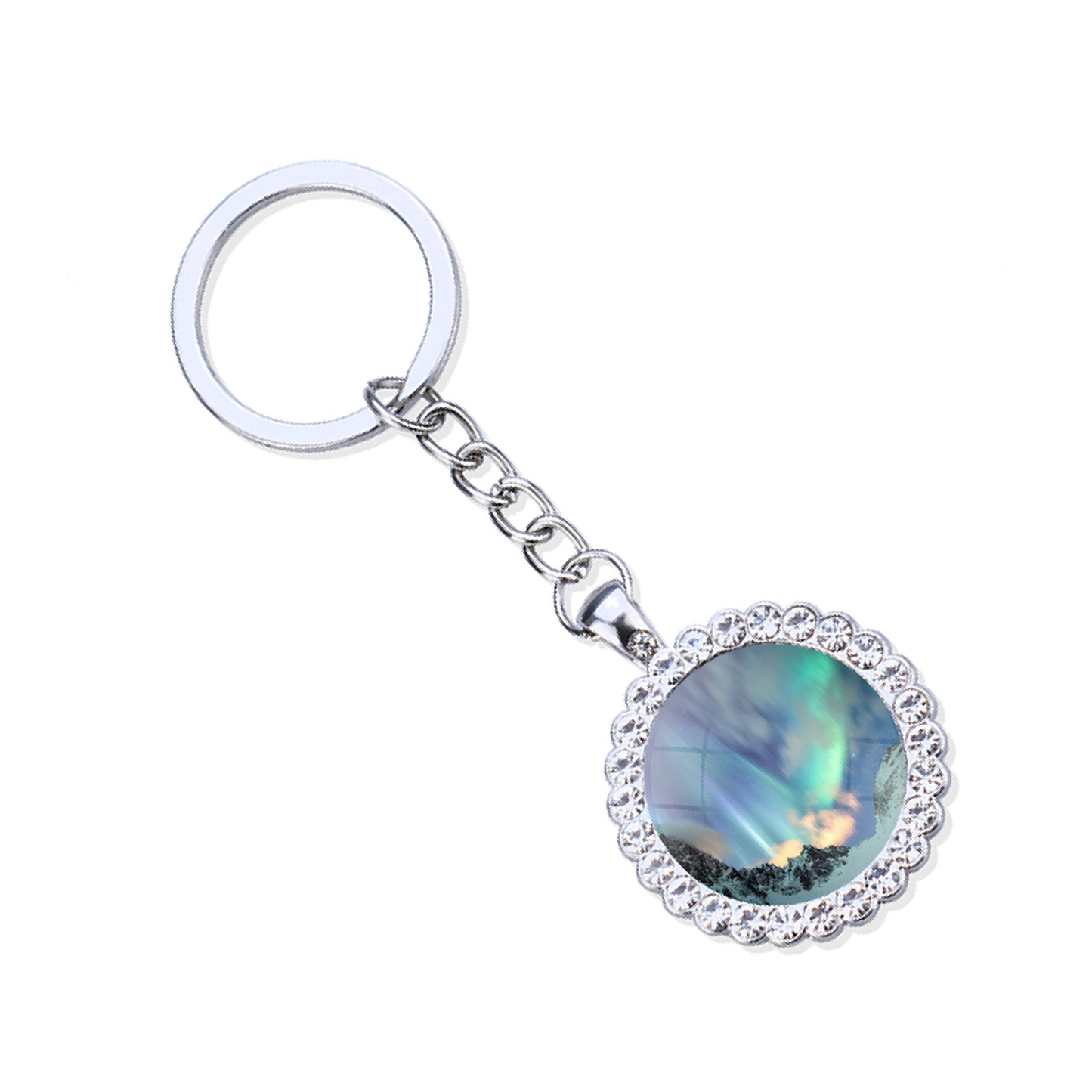 Aurora Borealis Silver Keyring - Northern Light Jewelry - Rhinestones Glass Key Chain - Perfect Aurora Lovers Gift 13
