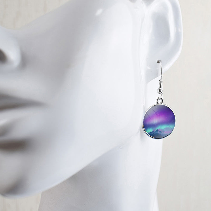 Unique Aurora Borealis Drop Earrings - Northern Lights Jewelry - Glass Cabochon Dangle Earrings - Perfect Aurora Lovers Gift 28