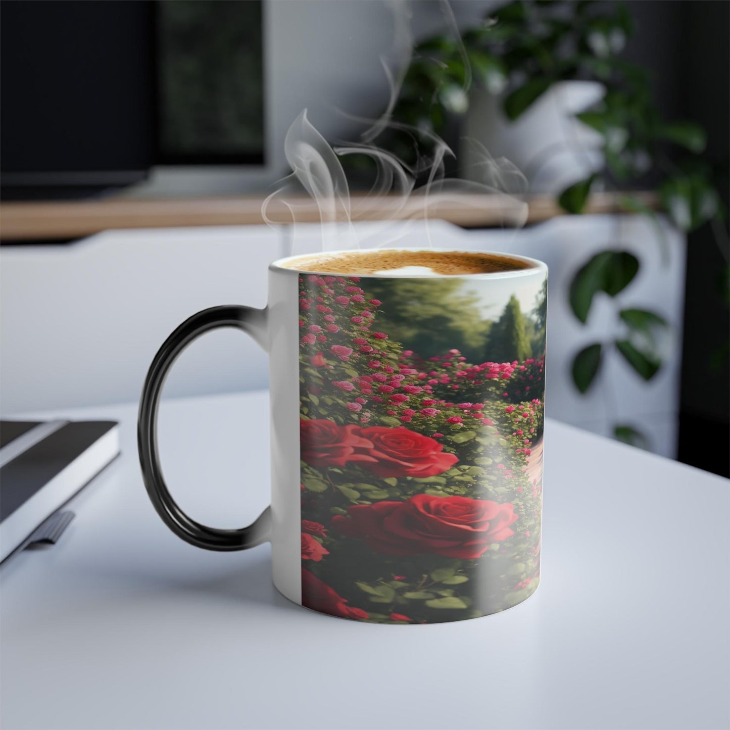 Enchanting Flower Magic Morphing Mug 11oz - Lovely Heat Sensitive Coffee Tea Cup with Flower, Rose, Tree, Heart Designs - Special Gifts for Flower Lovers 13
