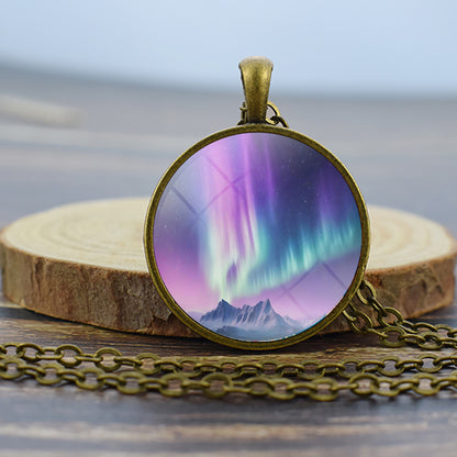 Unique Aurora Borealis Bronze Necklace - Northern Light Jewelry - Glass Dome Pendent Necklace - Perfect Aurora Lovers Gift 27