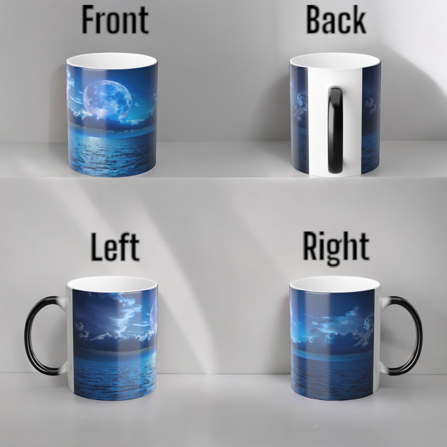 Unveil the Moon: Heat-Sensitive & Scenic Mugs - Pink Purple Blue  Moon Dreams Coffee Mugs