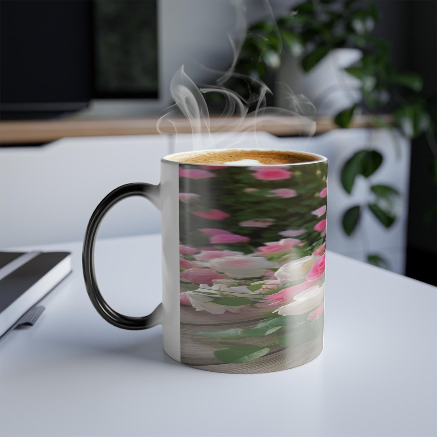 Enchanting Flower Magic Morphing Mug 11oz - Lovely Heat Sensitive Coffee Tea Cup with Flower, Rose, Tree, Heart Designs - Special Gifts for Flower Lovers 5
