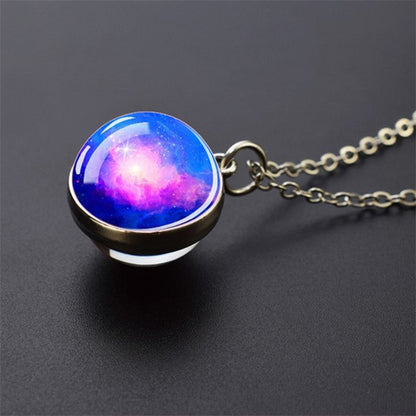 Unique Galaxy Nebula Silver Necklace - Universe Jewelry - Double Side Glass Ball Pendent Necklace - Perfect Astronomy Lovers Gift 4