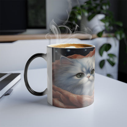 Enchanting Cat Kitten Heat Sensitive Mug - Lovely Pet Magic Morphing Mug 11oz - Coffee Tea Cup - Perfect Gift for Pet Lovers 12