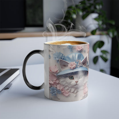 Tasse sensible à la chaleur pour chaton enchanteur - Belle tasse de morphing magique pour animaux de compagnie 11 oz - Tasse à thé au café - Cadeau parfait pour les amoureux des animaux de compagnie 10 