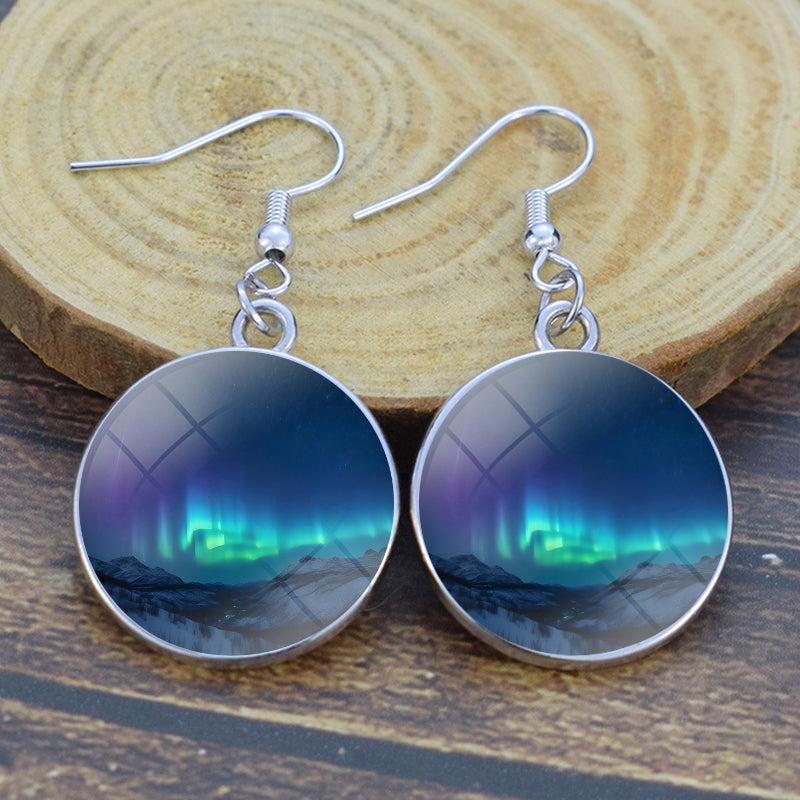 Unique Aurora Borealis Drop Earrings - Northern Lights Jewelry - Glass Cabochon Dangle Earrings - Perfect Aurora Lovers Gift 31