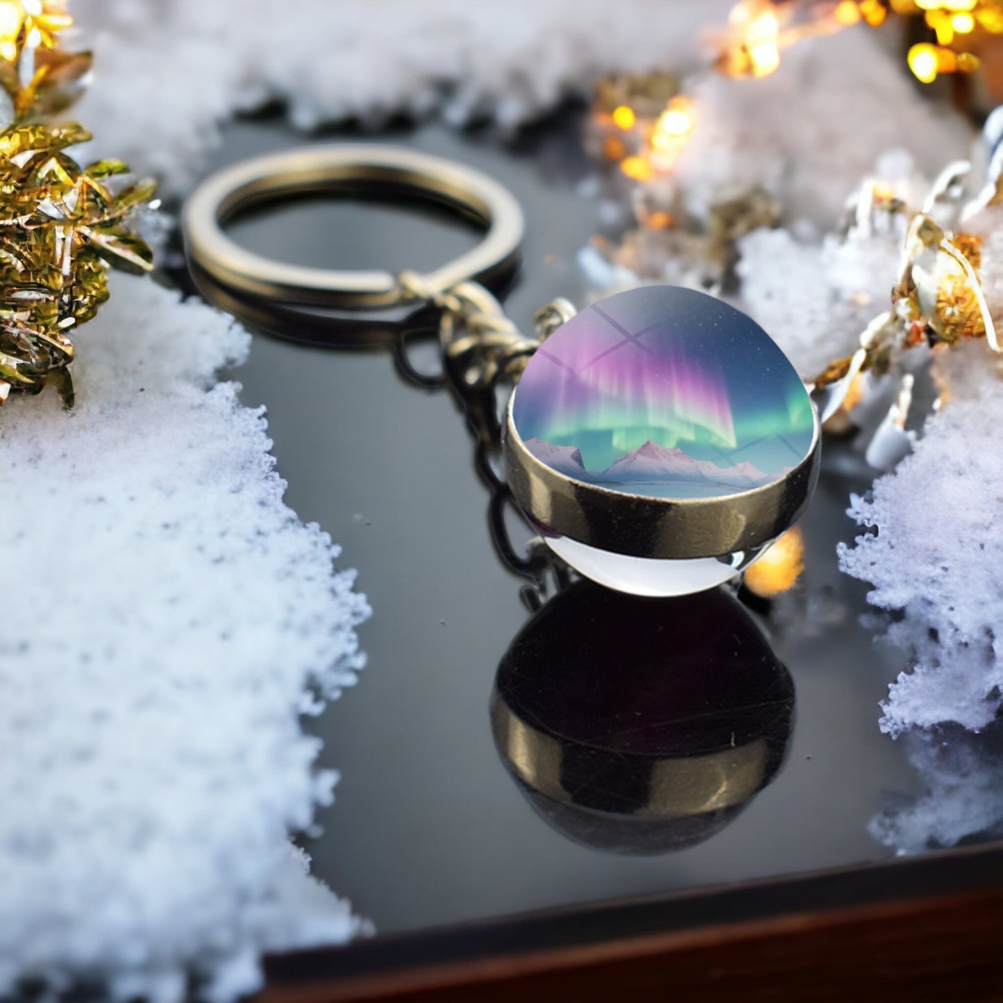 Unique Aurora Borealis Keyring - Northern Light Jewelry - Double Side Glass Ball Key Chain - Perfect Aurora Lovers Gift 30