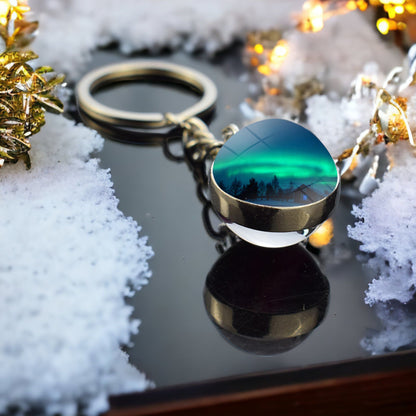 Unique Aurora Borealis Keyring - Northern Light Jewelry - Double Side Glass Ball Key Chain - Perfect Aurora Lovers Gift 21