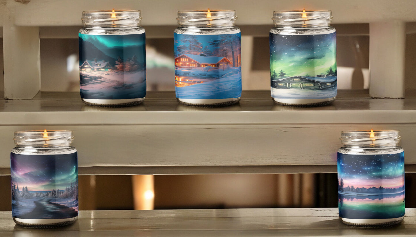 Aurora Borealis Scented Candle | 8oz Candle Jar | Lotus & Green Tea & Lavender Scents | Northern Light Souvenir | Night Sky Charm | Amazing Soft Scents | Perfect Aurora Lovers Gift