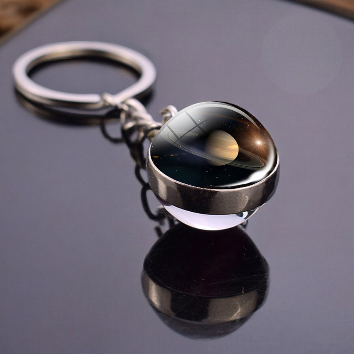 Solar System Keyring - Cosmos Jewelry - Double-Sided Glass Ball Gift ...